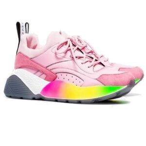 Stella McCartney pink rainbow eclypse platform sneakers 39 8.5
